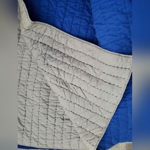 Pottery Barn Kids Reversible Royal Blue and Light Gray Quilted Throw